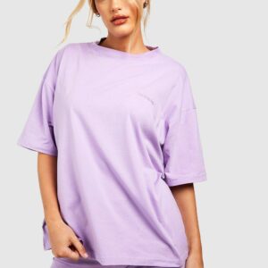 Womens Oversized T-Shirt And Cycling Short Set - Purple - S, Purple