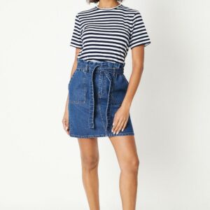 Womens Paperbag Waist Denim Mini Skirt