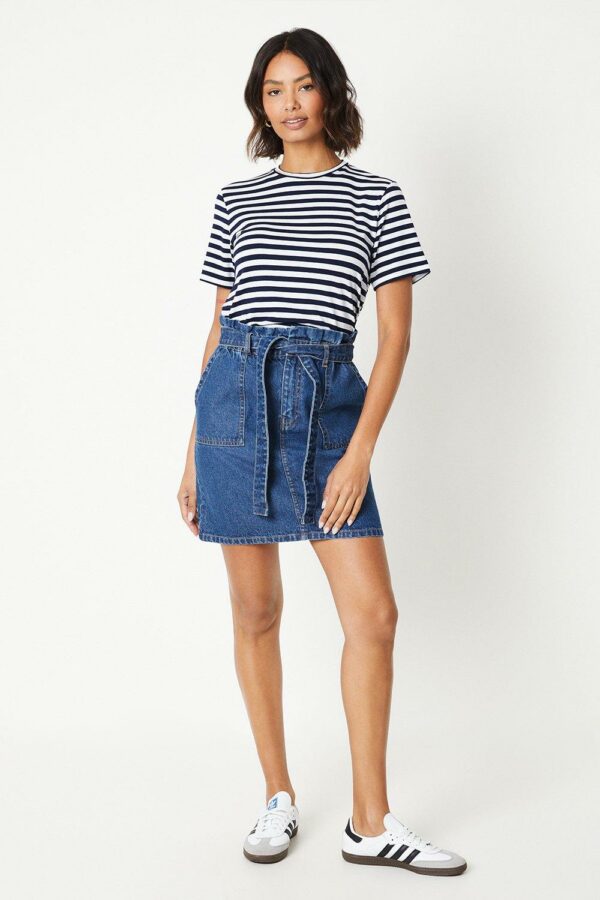 Womens Paperbag Waist Denim Mini Skirt