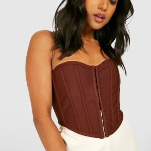 Womens Petite Bandage Hook And Eye Bandeau Corset Top - Brown - 6, Brown