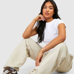 Womens Petite Cuffed Hem Joggers - Beige - 12, Beige