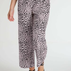 Womens Pink Animal Print Culottes