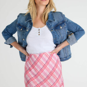 Womens Pink Check Mini Skirt