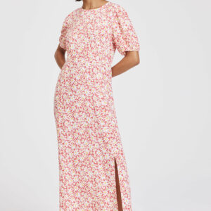 Womens Pink Daisy Midi Tea Dress