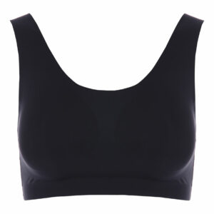 Womens Plain Black Wide Strap Bonded Crop Top