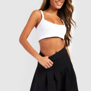 Womens Pleated Crepe Tennis Skirt - Black - 16, Black