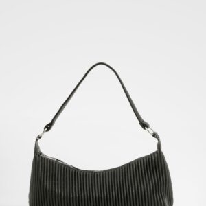 Womens Pleated Pu Shoulder Bag - Black - One Size, Black