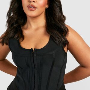 Womens Plus Bandage Hook And Eye Corset Top - Black - 20, Black