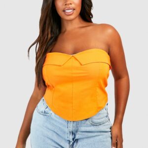 Womens Plus Foldover Corset Top - Orange - 24, Orange