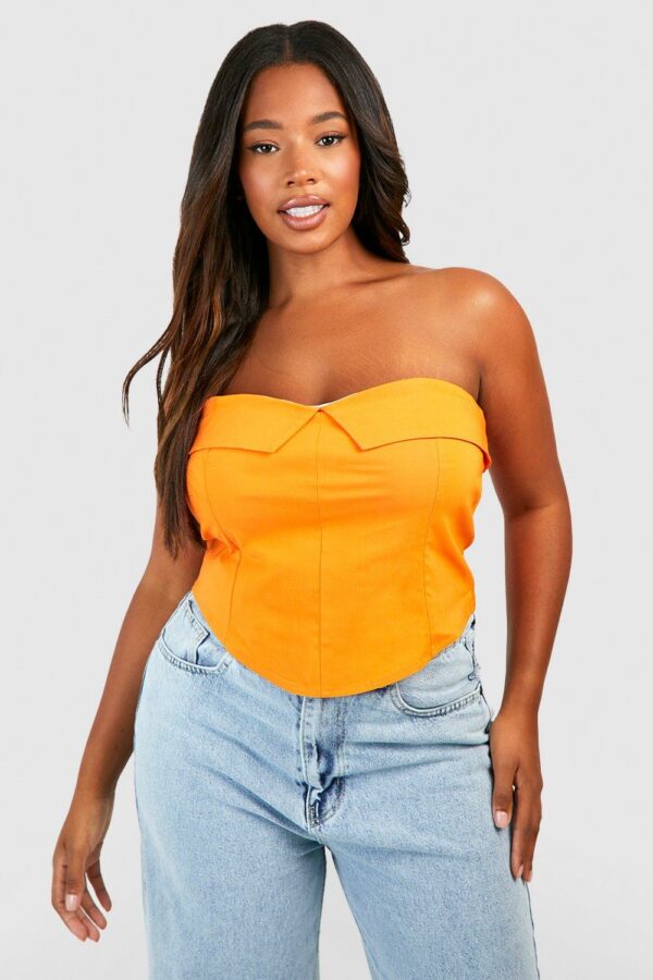 Womens Plus Foldover Corset Top - Orange - 24, Orange