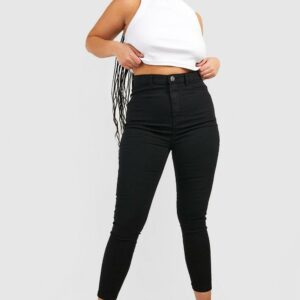 Womens Plus High Waisted Jeggings - Black - 20, Black