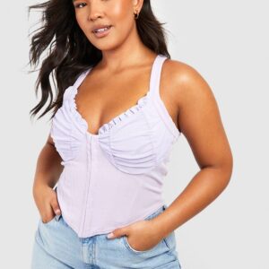 Womens Plus Hook And Eye Ruched Cup Corset Top - Purple - 16, Purple