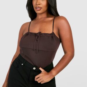 Womens Plus Mesh Tie Front Corset Top - Brown - 16, Brown