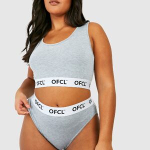 Womens Plus Official Jersey Scoop Bralette & Brief Set - Grey - 20, Grey