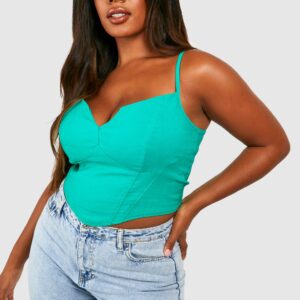 Womens Plus Ruched Corset Top - Green - 18, Green