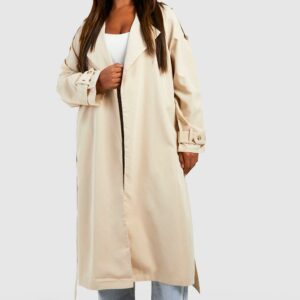 Womens Plus Woven Oversized Trench Coat - Beige - 28, Beige