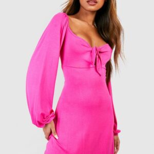 Womens Puff Sleeve Sundress - Pink - 8, Pink