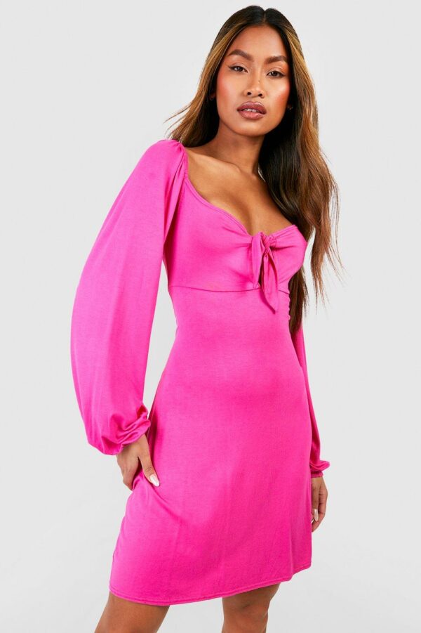 Womens Puff Sleeve Sundress - Pink - 8, Pink