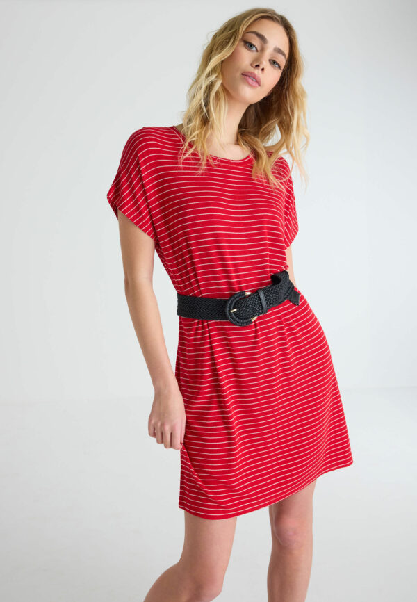 Womens Red Stripe T-shirt Mini Dress