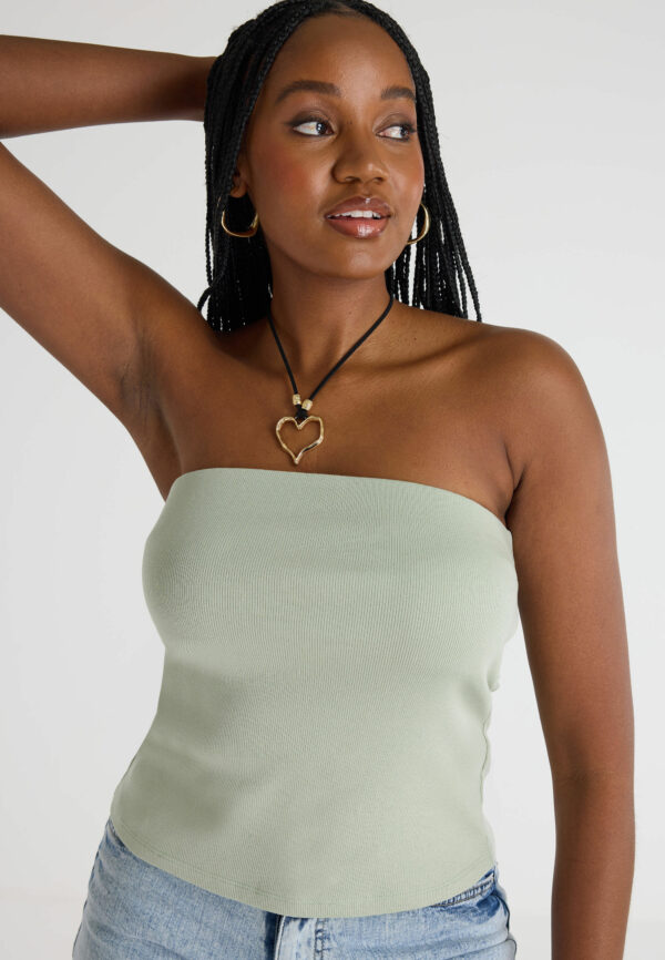 Womens Sage Rib Bandeau Top