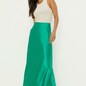 Womens Satin Bias Maxi Skirt