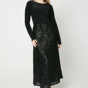 Womens Sequin Midi Skirt