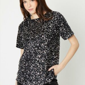 Womens Sequin T-Shirt - Silver - 8