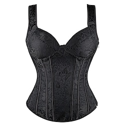 Women's Shapewear Floral Corsets Luxury Retro Carnival Date Club Polyester Breathable Straps Backless Summer Spring Black Brown