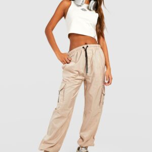 Womens Shell Cargo Joggers - Beige - S, Beige