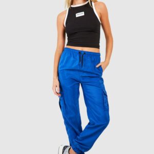 Womens Shell Cargo Joggers - Blue - S, Blue