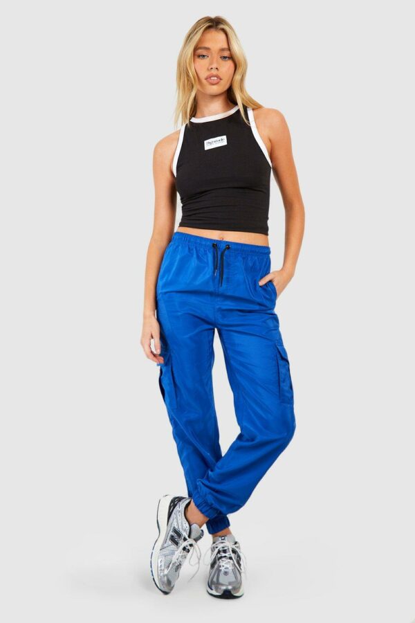 Womens Shell Cargo Joggers - Blue - S, Blue