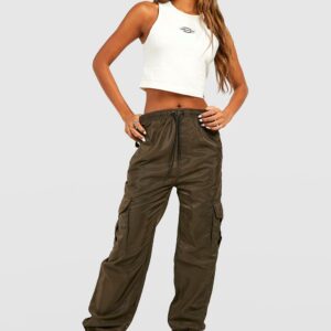 Womens Shell Cargo Joggers - Green - L, Green