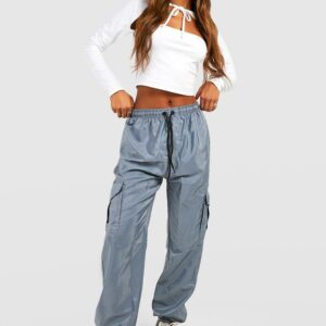 Womens Shell Cargo Joggers - Grey - L, Grey