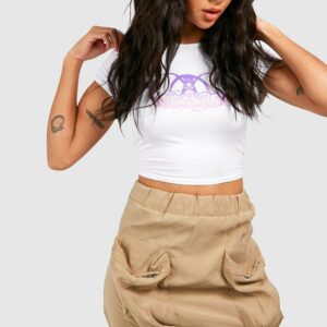 Womens Soft Touch Cargo Zip Pocket Mini Skirt - Beige - 6, Beige