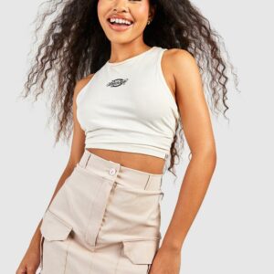 Womens Stretch Cargo Mini Skirt - Beige - 6, Beige