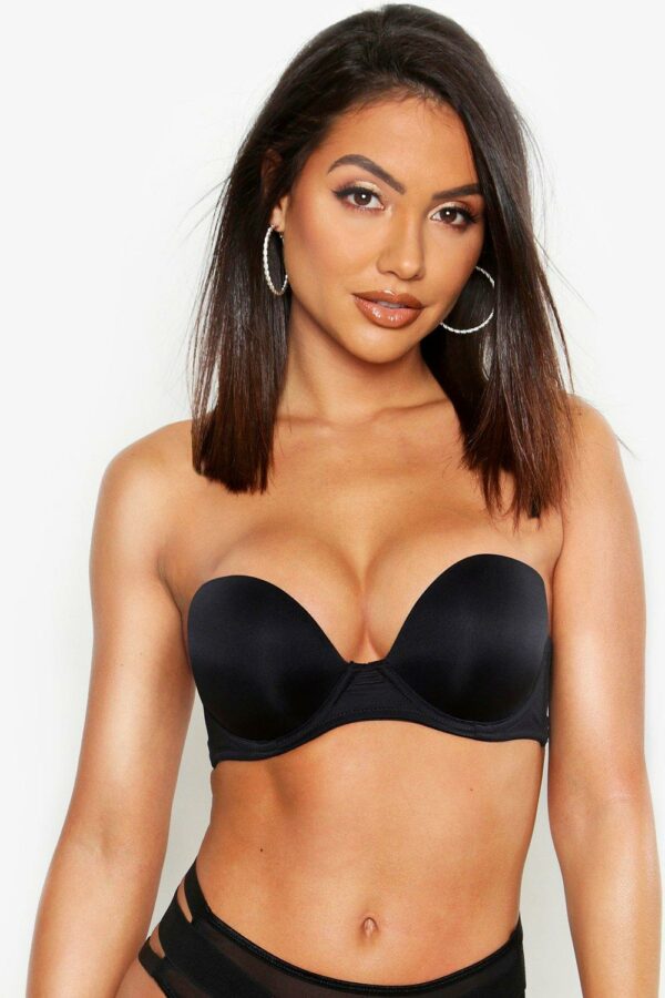 Womens Super Push Up Strapless Bra - Black - 32A, Black