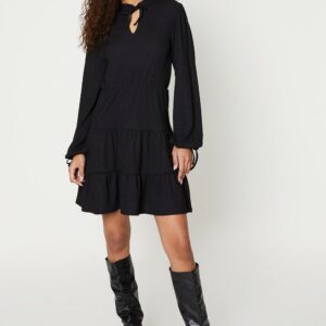 Womens Tall Black Tiered Mini Dress