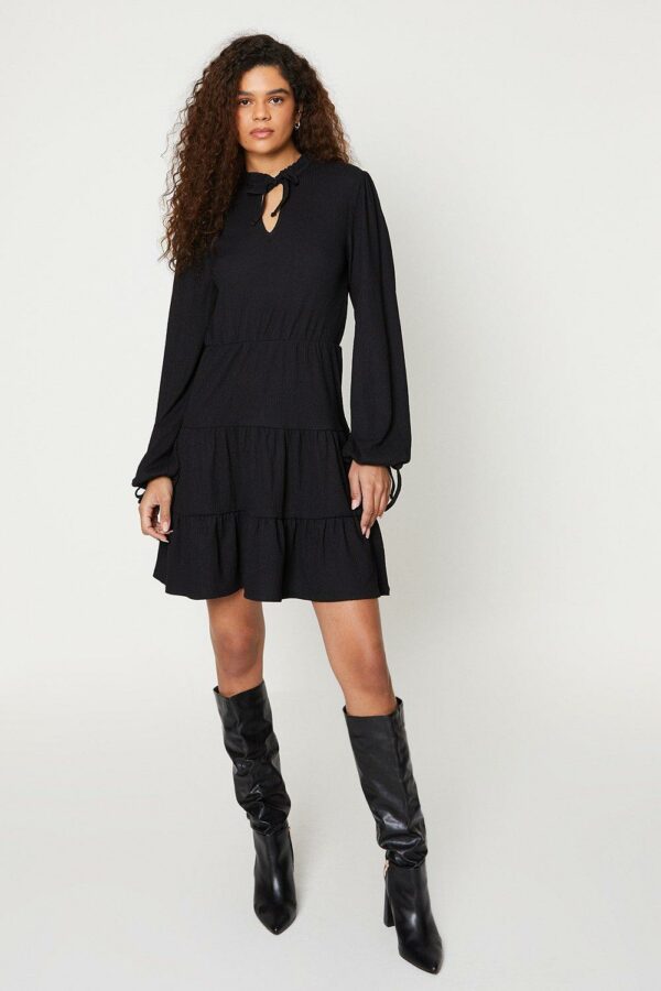 Womens Tall Black Tiered Mini Dress