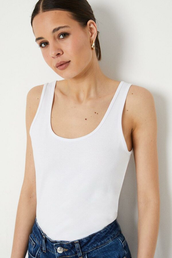 Womens Tall Cotton Scoop Neck Vest