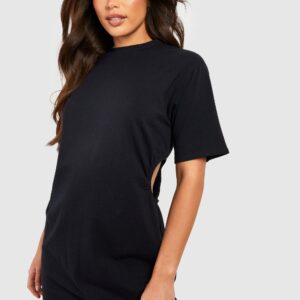 Womens Tall Cut Out Ruched Detail T-Shirt Dress - Black - 6, Black