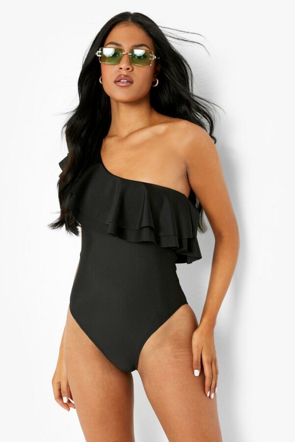 Womens Tall Frill Swimsuit - Black - 14, Black