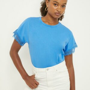 Womens Tall Lace Trim Sleeve T-shirt