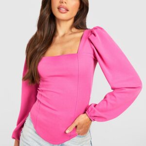 Womens Tall Long Sleeve Corset Top - Pink - 6, Pink