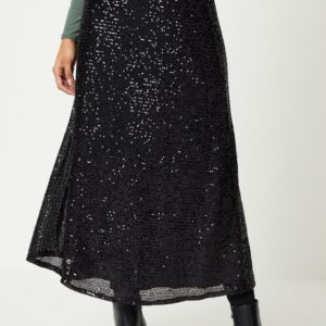 Womens Tall Sequin Bias Midi Skirt