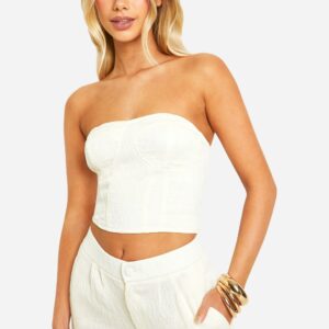 Womens Textured Crinkle Bralette - White - 12, White