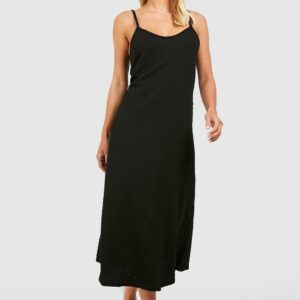 Womens Trapeze Textured Midaxi Smock Dress - Black - 8, Black