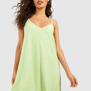 Womens Trapeze Textured Smock Dress - Green - 8, Green