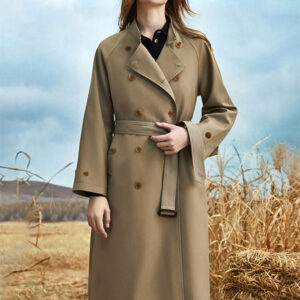 Women's Trench Coat Turndown Collar Long Sleeves Buttons Sash Outerwear