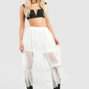 Womens Tulle Maxi Skirt - White - 6, White