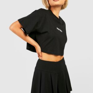 Womens V Waistband Pleated Tennis Skirt - Black - 12, Black